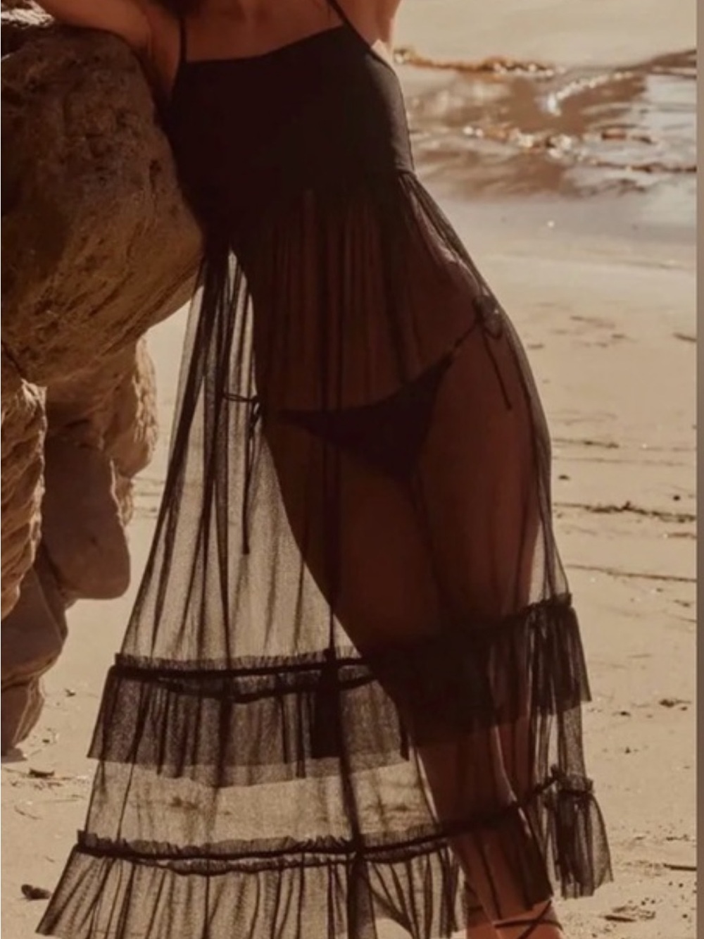 Anthropologie sheer black dress